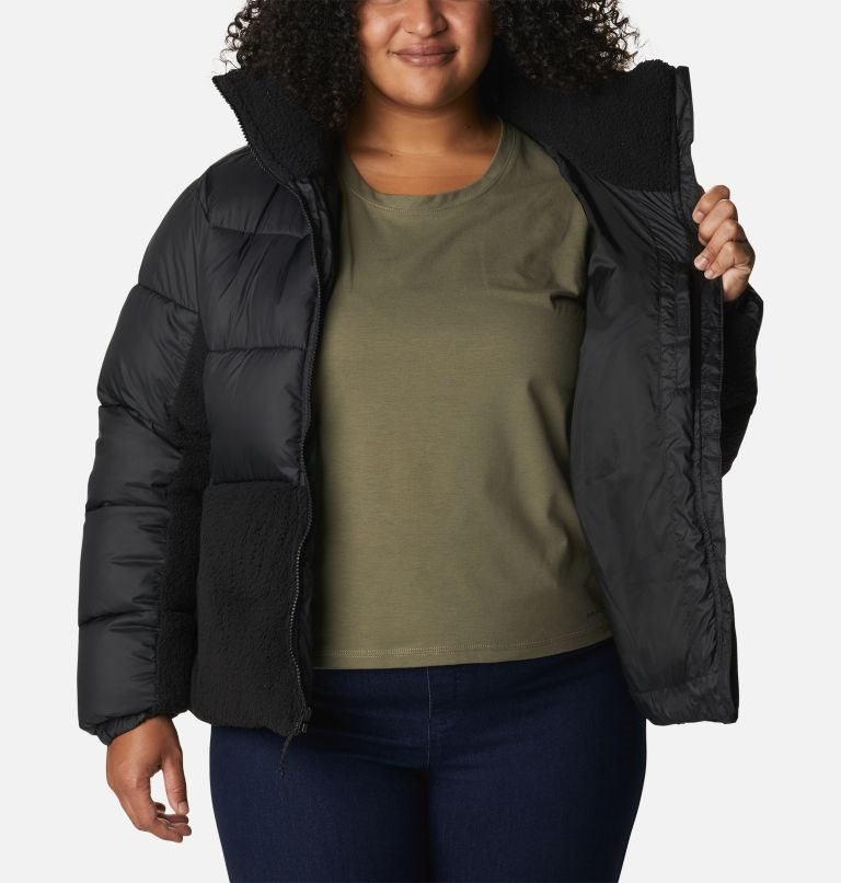 Women's Columbia Leadbetter Point Sherpa Hybrid Jackets Black | Plus Size CA-Y6301